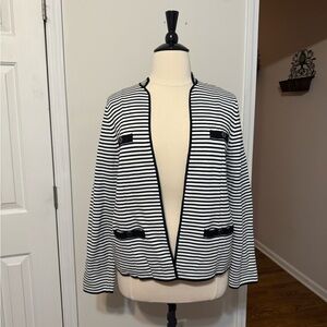 Talbots Black & White Striped Knit Sweater
